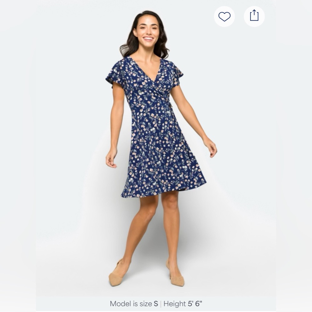 Floral V-Neck Faux Wrap Dress